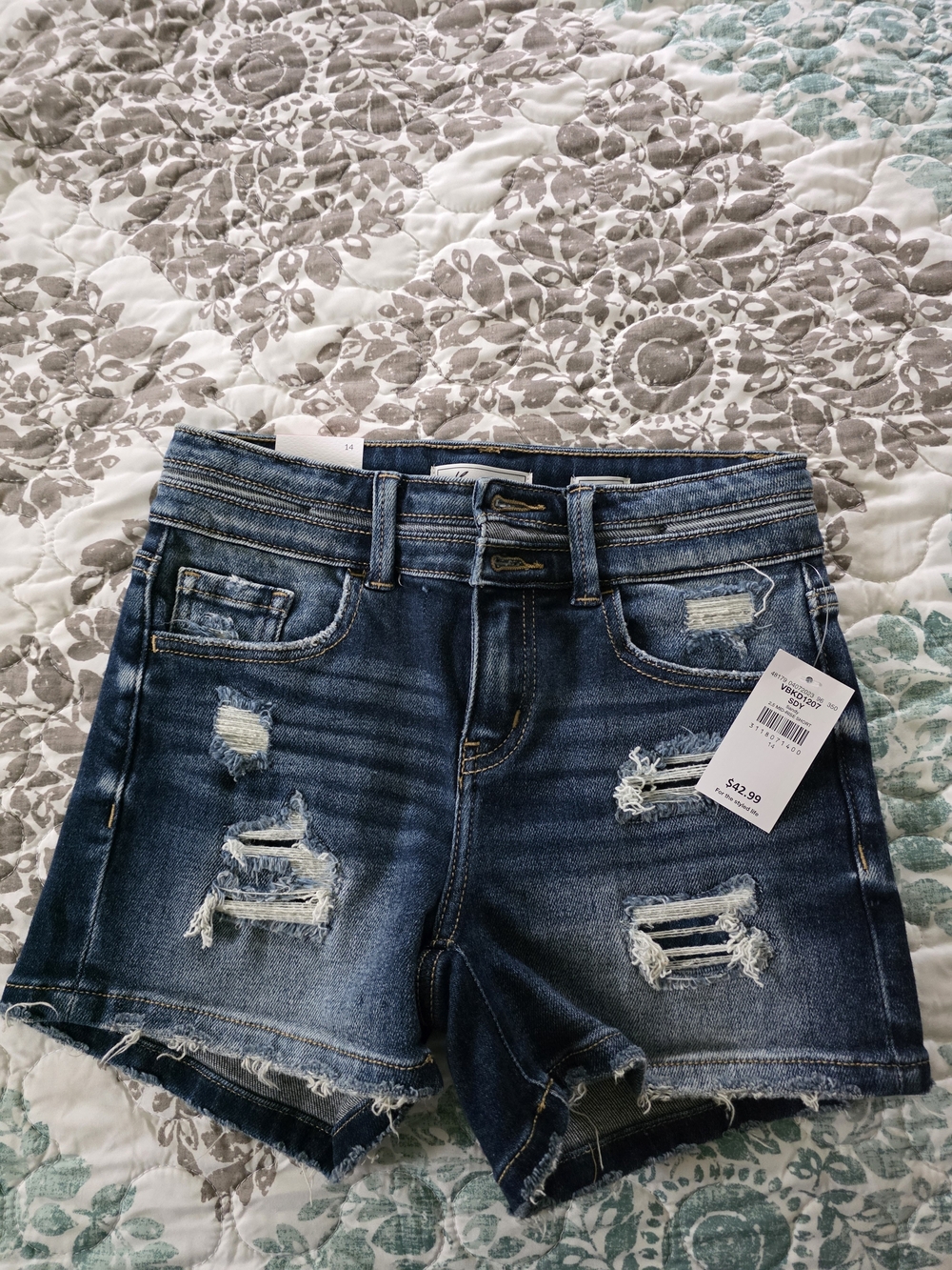 Buckle-Kancan Signature Distressed Dark Blue Jean Shorts